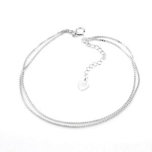 [라울스톤] 925 SILVER 사각 레이어드 두줄 체인 패션 실버 은 팔찌