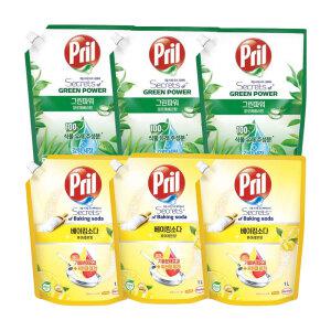 프릴 베이킹소다 레몬, 3개 + 알로에베라, 리필 1L, 3개