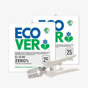 에코버 제로 올인원 식기세척기세제 무향 25개입 2개+전용가위