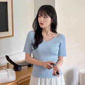 [제작/빅사이즈]이블렛 베르니 컷아웃 세미크롭 니트 제이스타일