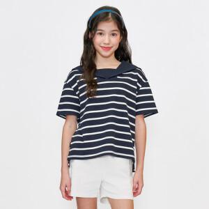 [오션스카이] 여아 스트라이프 카라 반팔 티셔츠-EBJG5888D04