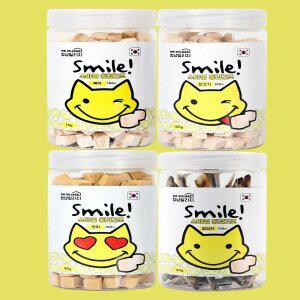 멍냥빌리지 스마일 동결건조트릿 강아지 고양이간식 닭가슴살 치킨 북어 연어 열빙어