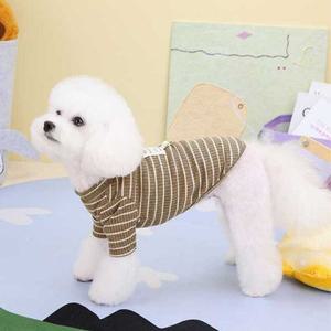 J2K 애견 스트라이프 브라운 강아지 옷 모던 패션
