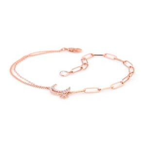 크레센트 / 14Kgp 여자 패션 볼드 레이어드 로즈골드 체인 예쁜 우정 팔찌