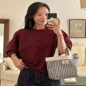 MADE 벌룬 블라우스 트임 9부 티셔츠 (3color)