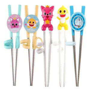 핑크퐁 아기상어 도라에몽 유아 어린이 스텐 오른손 왼손 연습용 교정 젓가락 1단계 2