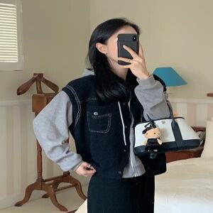 스티치 스냅버튼 니트 베스트 자켓 (one color)