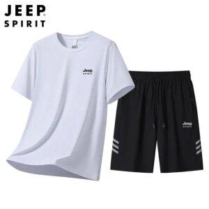 JEEP 남성 반팔 티셔츠+반바지 여름 남자 트레이닝복 세트