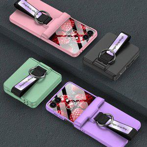 갤럭시 Z플립 7 6 5 힌지 보호 풀커버 핸드스트랩 링 하드 케이스 R