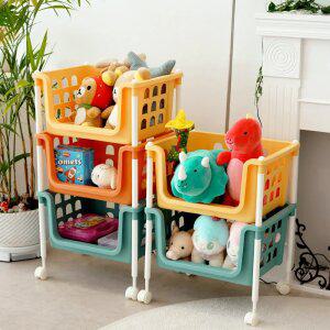 보노하우스 후르츠 파스텔 적층 바스켓 2단 (발판형/바퀴형)