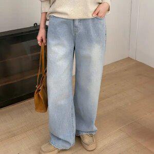 [빅사이즈]이블렛 루브헨 워싱 와이드 롱 데님팬츠 제이스타일