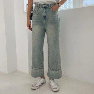 [시크릿라벨] [NEW시즌] 워싱 롤업 데님 팬츠