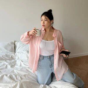 [제작/빅사이즈]이블렛 논벨드 거즈 포켓 언발 롱셔츠 제이스타일