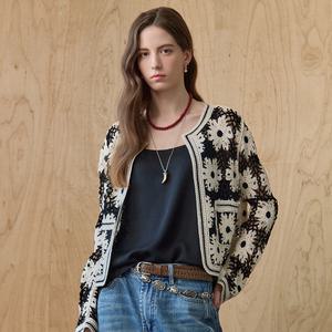 [MAXZA] 플라워 크로셰 라운드넥 니트 가디건