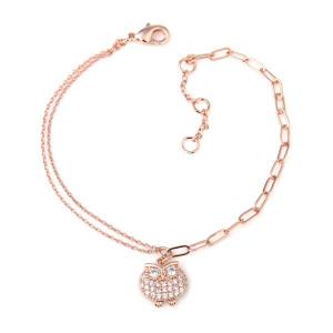 부엉이 / 14Kgp 여자 패션 두줄 레이어드 로즈골드 언발란스 체인 예쁜 우정 팔찌