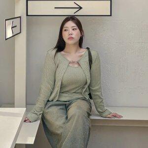 [제작/빅사이즈]이블렛 리버노 버클 나시 가디건 SET 제이스타일