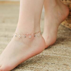 엔틱 링 / 14Kgp 여자 패션 레이어드 로즈골드 체인 우정 발찌