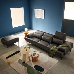 [스툴무료][자코모] 비엔토 하이 3.5인 기능성 슈렁큰 천연면피 소가죽 소파+스툴 (+쿠