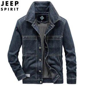 JEEP SPIRIT 봄 가을 남성 오버핏 레트로 데님 재킷