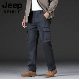 JEEP SPIRIT 가을 카고팬츠 남성 캐주얼 멀티 포켓 루즈핏 스트레이트 바지