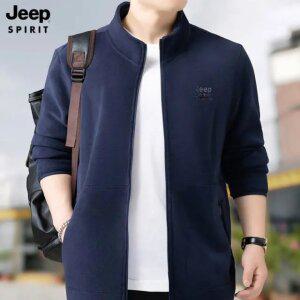 JEEP SPIRIT 가을 남성 따뜻한 캐주얼 두꺼운 폴라 플리스 집업 재킷