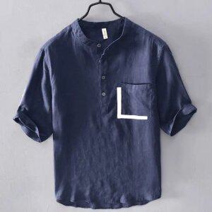 남성 반팔 티셔츠 여름 루즈핏 얇은 브이넥 캐주얼 면마 반팔셔츠