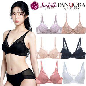 [비비안/비너스] 빅사이즈 브라 팬티 세트 CDEFG컵 노와이어 레이스 풀컵 보정 홑겹 자
