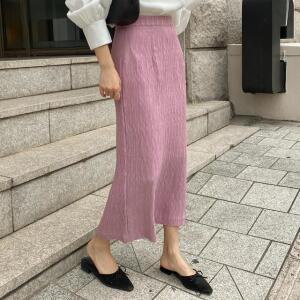 [시크릿라벨] 백슬릿H라인플리츠롱스커트