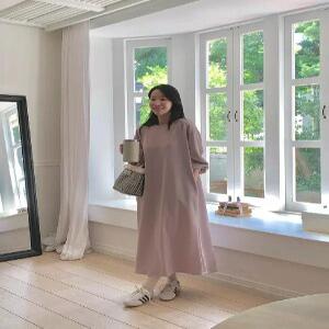 MADE 코지 뒷턱 쫀득스판 긴팔 원피스 (2color)