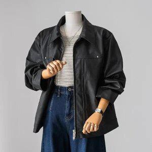 (안나앤플러스) A. 그레인 절개 레더 자켓[자켓E0114S01] 빅사이즈