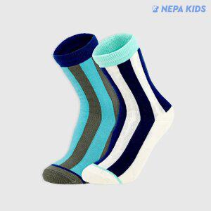 네파 키즈보이 볼드 스트라입 크루삭스 혼합 K 2팩 NPDBBCRK-WB2