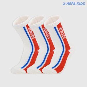 네파 키즈 알파인 클럽 스트라입 크루삭스 아이보리/레드 K 3팩 NPDACCRK-IV/RE3