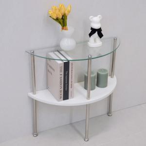 KM-T4135 다용도 유리 반달 2단 선반 코너 인테리어 라운드 수납 장식장