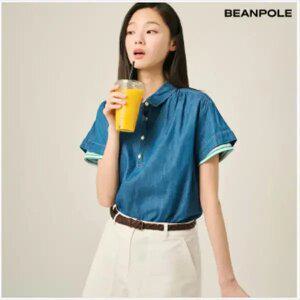 [빈폴레이디스] 데님 캡 슬리브 셔츠 - 블루 (BF5465C02P)