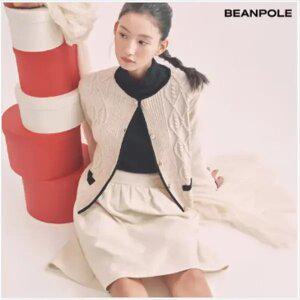 [빈폴레이디스] [B. my] 아란 조직 배색 니트 재킷 - 베이지 (BF525AN12A)