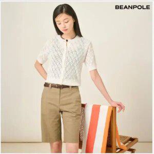 [빈폴레이디스] 코튼 혼방 크로셰 반소매 카디건 - 화이트 (BF545AC041)