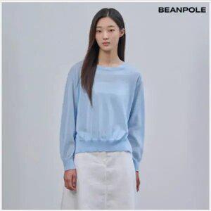 [빈폴레이디스] 코튼 혼방 라운드넥 루즈핏 풀오버 - 스카이블루 (BF4751C02Q)