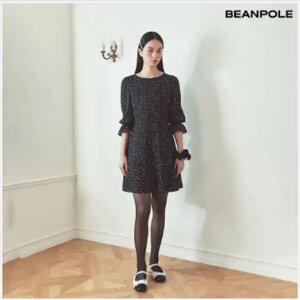 [빈폴레이디스] [B. my] 하트 패턴 보트넥 미니 원피스 - 블랙 (BF4871N115)