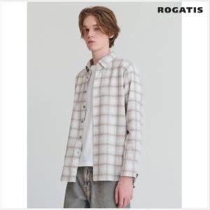 [로가디스] 코튼 미디엄 체크 셔츠 아이보리