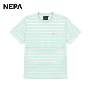 네파 공용 스트라이프 반팔 라운드 티셔츠 7KD5364