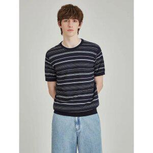 [로가디스] 코튼 혼방 레귤러핏 멀티 스트라이프 라운드 스웨터  네이비 (RY5351P53R)