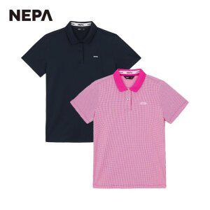 네파 여성 미니 체크 반팔 폴로티셔츠 7K45246