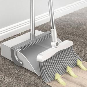 프리 스탠딩 롱 빗자루 쓰레받기 세트 각도조절 머리카락 없애는 받이 청소 고정 분리