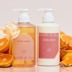 [바디 SET] 먼스앤데이즈 코랄(감귤과허브향) 퍼퓸케어 바디 세트(샴푸 500ml + 컨디셔