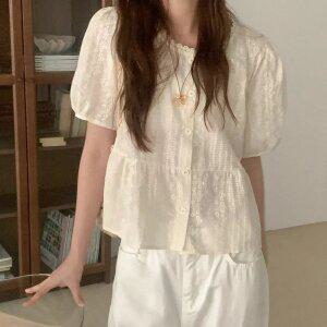 허베리 플라워 자수 블라우스