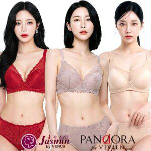 비비안 비너스 편한 노와이어 브라 팬티 세트 여름 빅사이즈 홑겹 레이스 마담 브래지