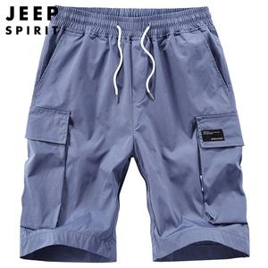 JEEP SPIRIT 남성용 캐주얼 반바지 멀티 포켓 루즈 대형 사이즈 5부 바지