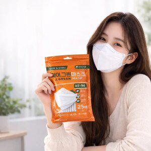 J.GREEN 마스크25매 국내생산 3단입체 숨쉬기편한 L(대형)