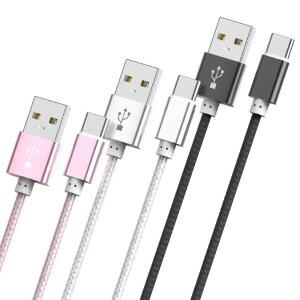 (6개) C타입 고속 충전 메탈 케이블 1.5m 블랙 실버 핑크