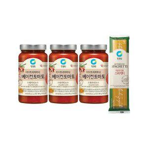 청정원 베이컨토마토 파스타소스 600g, 3개 + 스파게티면 500g, 1개